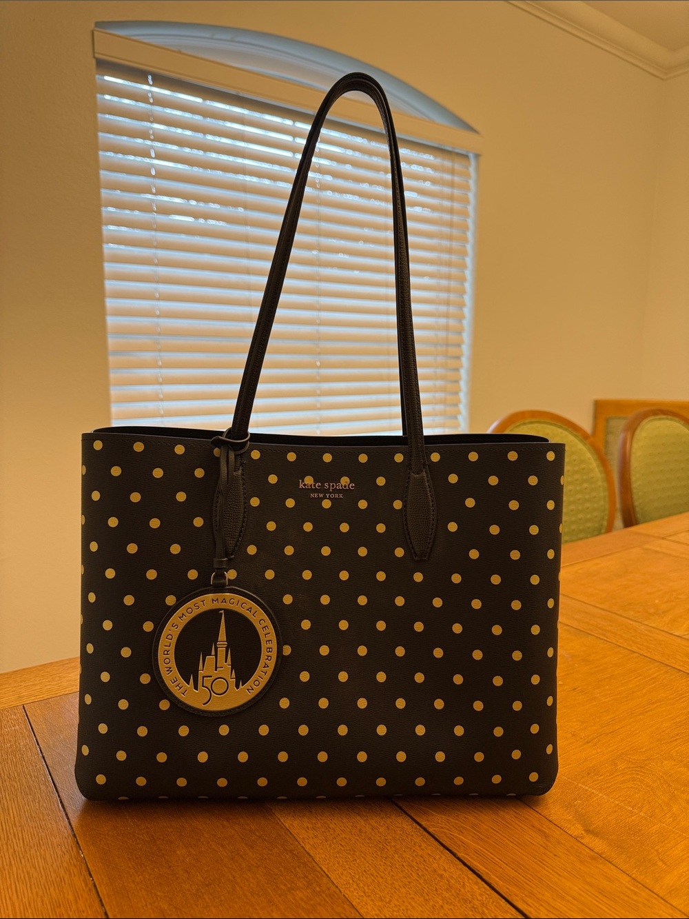 Kate Spade Disney Parks Walt Disney World 50th Anniversary Tote Bag Black Gold